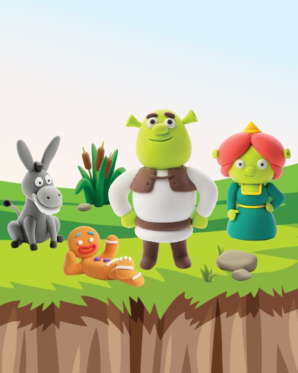 Characters in the Hey Clay Shrek set