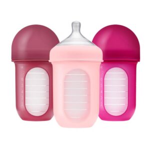 Boon NURSH Reusable Silicone Pouch Bottles - 8oz - Pink (3pk)